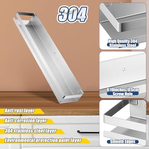 Lallisa 2 Pieces Stainless Steel Shelf Bathroom Shower Floating Shelves Wall Mounted Shower Caddy Basket Shelf Storage O