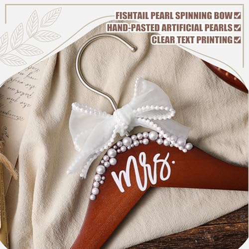 Yuntau Bride Hanger for Wedding Dress Wooden Mrs Hanger,Walnut,Mrs