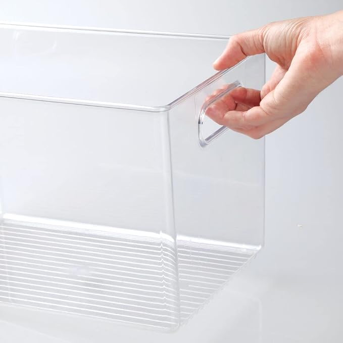 mDesign Deep Plastic Home Storage Organizer Bin for Cube Furniture Shelving in Office, Entryway, Closet, Cabinet, Bedroom, Laundry Room, Nursery, Kids Toy Room - 12" x 8" x 7.5" - 2 Pack - Clear