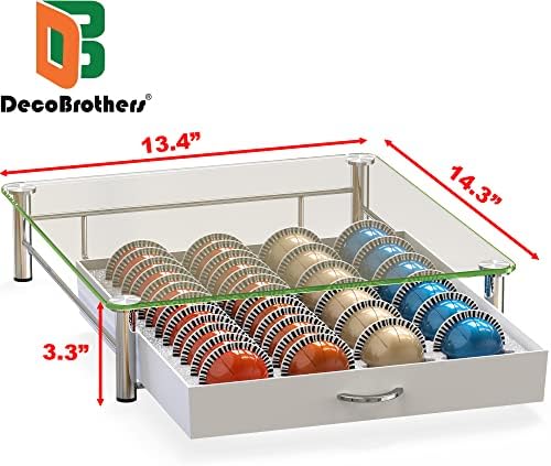 Deco Brothers Tempered Glass Vertuo Pod Holder, Fits 24 Large/48 Small Pods