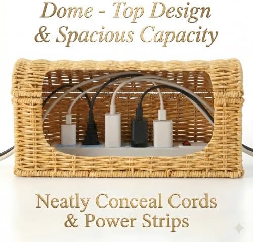PP Rattan Cable Management Box to Hide Cords and Power Strip