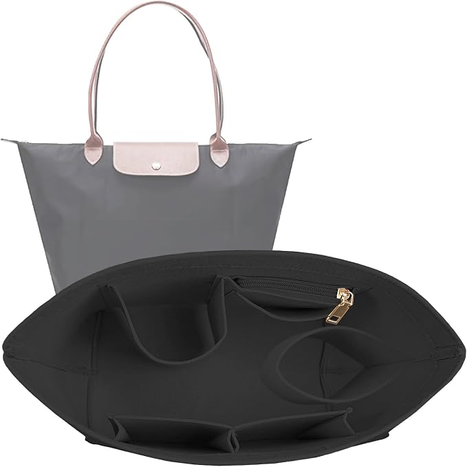Lckaey Purse Organizer Insert for Le Pliage Neo Handbags women Felt Insert Organizer1012black-M