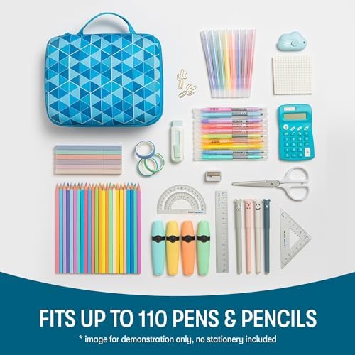 ZIPIT Jumbo Pencil Case, Cute Aesthetic Large Capacity Pencil Box, Blue