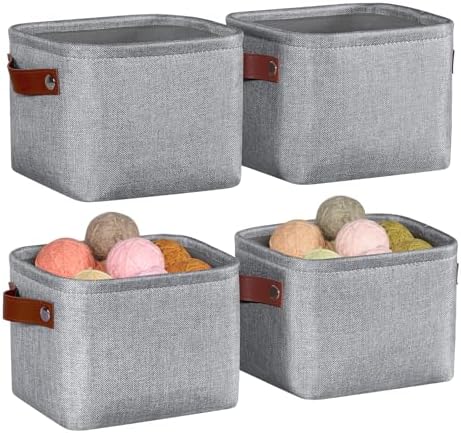 Small Fabric Storage Bins, Mini Storage Cubes, 7.8x6.7x5.9 Inch