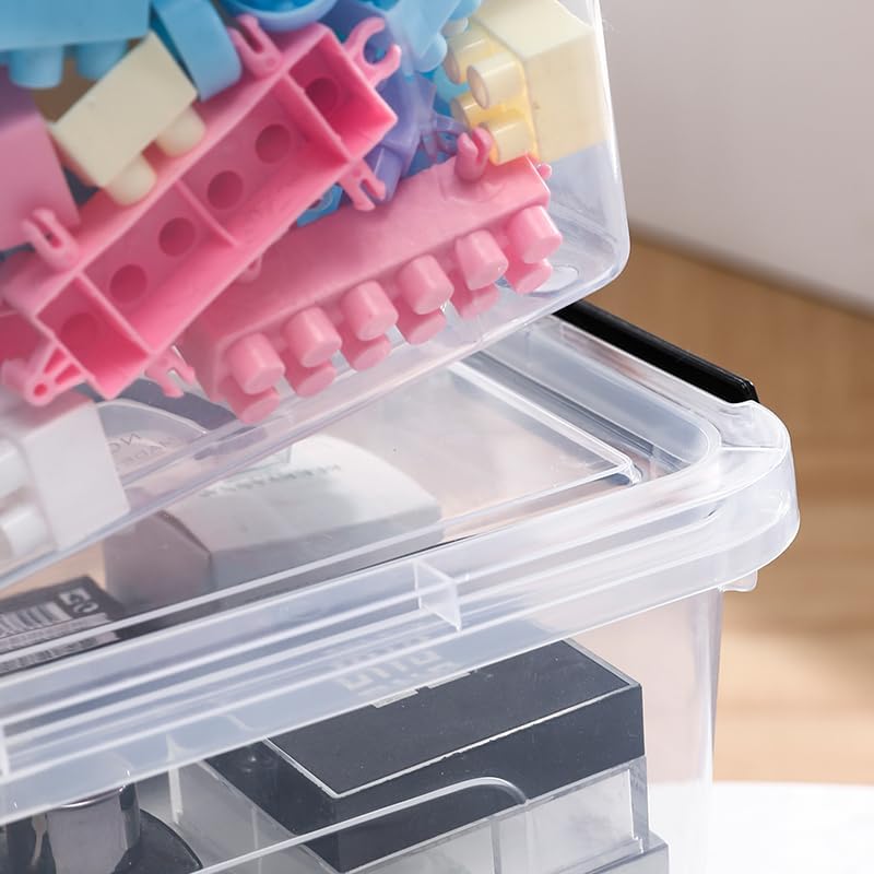 8-Pack Storage Latch Bins with Lids/Handle, 5 Quart Clear Plastic Latching Organize Box, Stackable Storage Containers fo