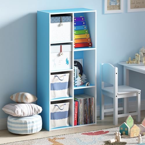 Furinno LUDER Book Shelf, 7-Cube Bookshelf, Bookcase with Open Shelves, 9.4 x 19.5 x 41.7, Easy Assembly, for Living Roo