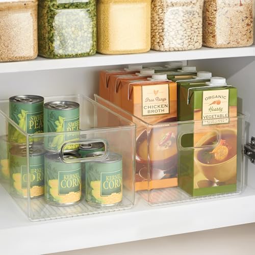 iDesign Pantry Organizer Bins with Handles, Set of 2, Clear