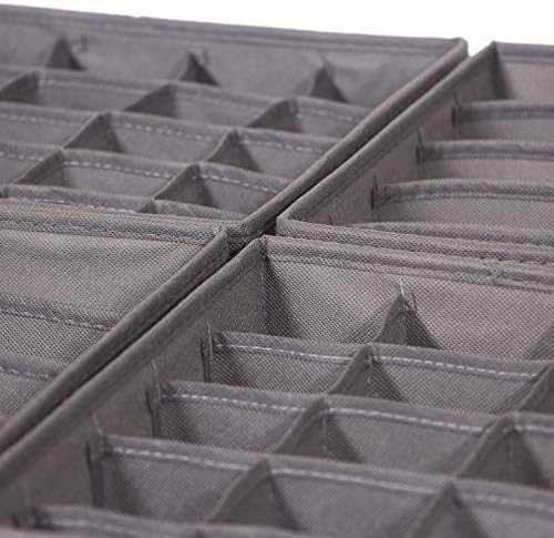 DIOMMELL 4 Pack Foldable Cloth Storage Box Closet Dresser Drawer Organizer Fabric Baskets Bins Containers Divider for Clothes Underwear Bras Socks Lingerie Clothing, M Grey 22-0000