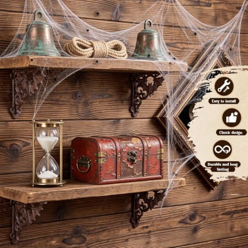 Blulu 4 Pack Gothic Shelf Brackets,Decorative Bat Cast Iron Brackets
