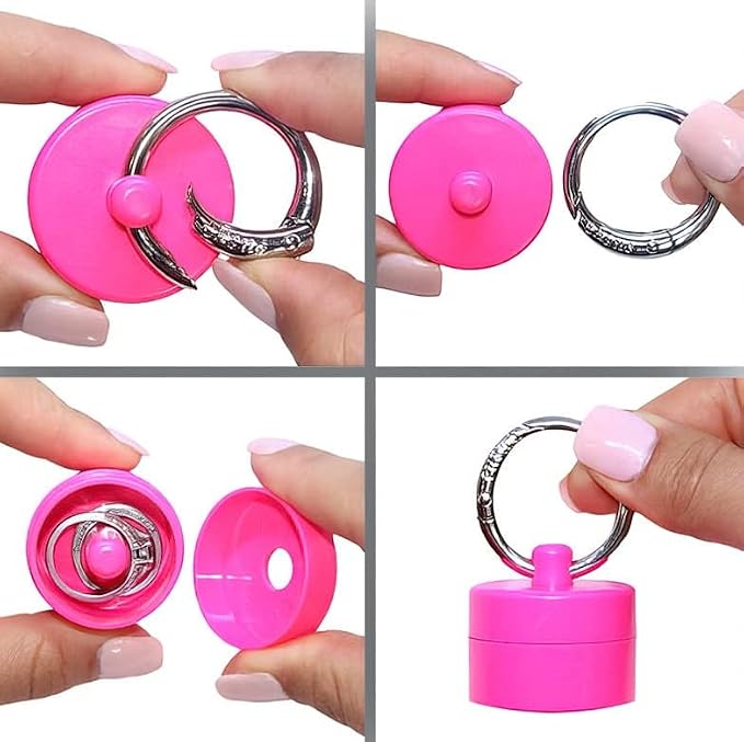 Lion Latch Travel Jewelry Box Case, Ring Holder on Shark Tank - Ring Holder for Women Girls with Keychain, Small Jewelry Organizer Boxes, Portable Ring Keeper Key Chain, Jewelry Storage Case
