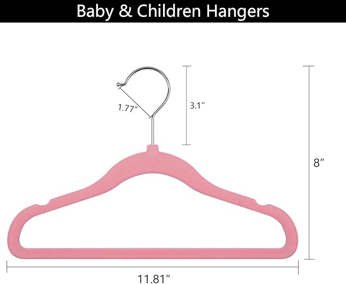 GoodtoU Kids Hangers Velvet Baby Hangers Non Slip Pink Toddler Infant Hanger 20 Pack Baby Clothes Hanger for Closet