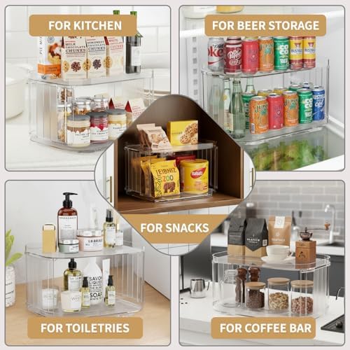2-Tier Lazy Susan Turntable Organizer for Cabinet/Countertop/Pantry/Bathroom/Coffee Bar, 12.8''Lazy Susan 360°Rotating S