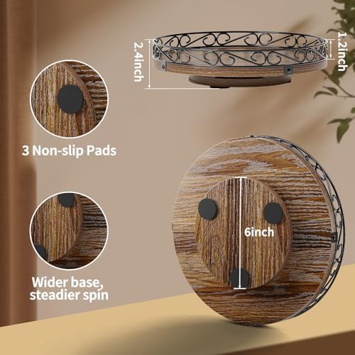 12" Lazy Susan Turntable Organizer for Table Top, Wood Lazy Susan Cabinet