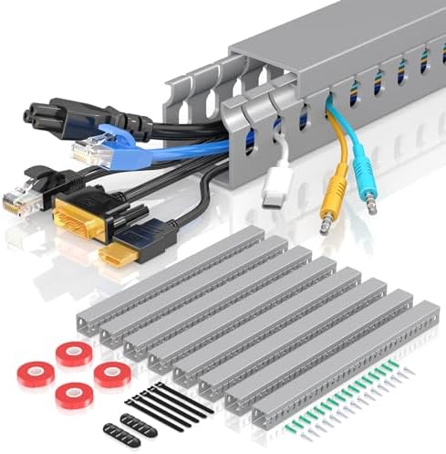 Open Slot Wire Duct Kit, 125.6"(8 x 15.7) Server Rack Cable Management, Cable Management Raceway for Hide Network HDMI V