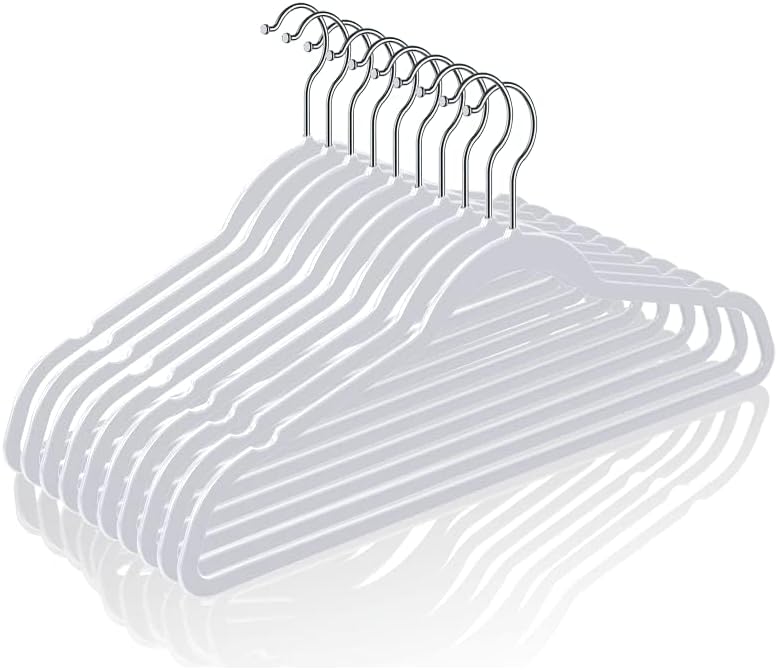 TIMMY 50 Pack Plastic Clothes Hangers, 17.7 in, Gray, Non-Slip, Heavy Duty