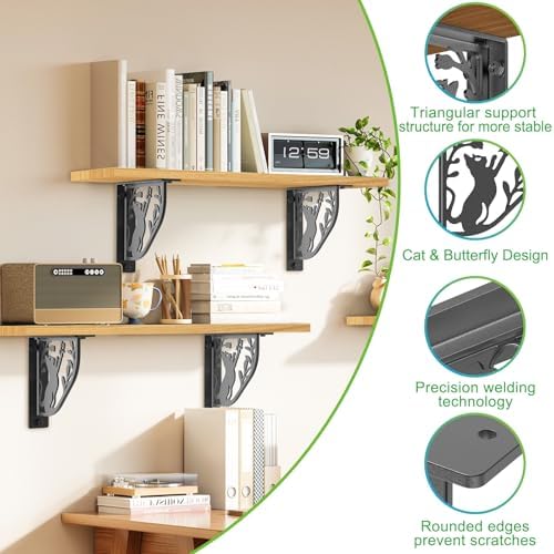 Dolibest 8 Inch Heavy Duty Shelf Brackets, 5MM Thickness L- Bracket , Metal Floating Shelf Bracket, Wall Shelf Bracket &