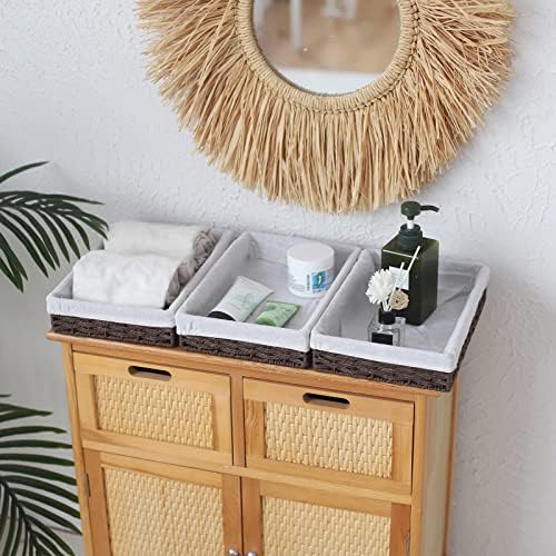 3Pcs Paper Rope Woven Storage Baskets, Delicate Storage Box for Shelves/Bathroom/Kitchen/Living Room/Office Desk/Bedroom