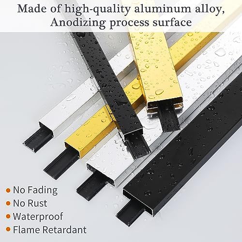 Aluminium Alloy U Shape Edge Trim Strip Decoration Profiles with Base, Metal Cable Raceway Cord Cover Channel, Ceramic T