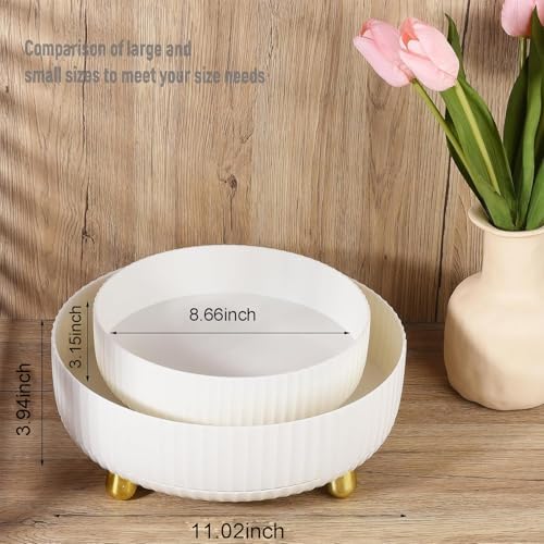 360 Rotating Makeup Perfume Organizer Skincare Tray, Large Ivory White