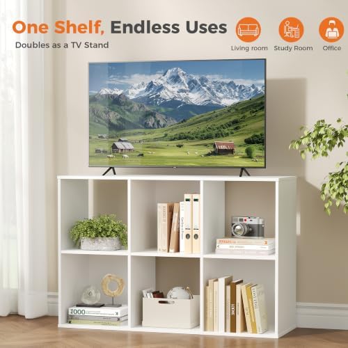 DUMOS 6-Cube Storage Organizer, Open Bookshelf 3 Removable Panels