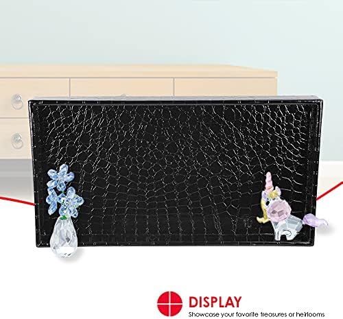 Home Basics Vanity Tray for Makeup, Jewelry, Perfume, Cosmetics Storage, Bathroom Organizer (Horizontal, Crocodile Black