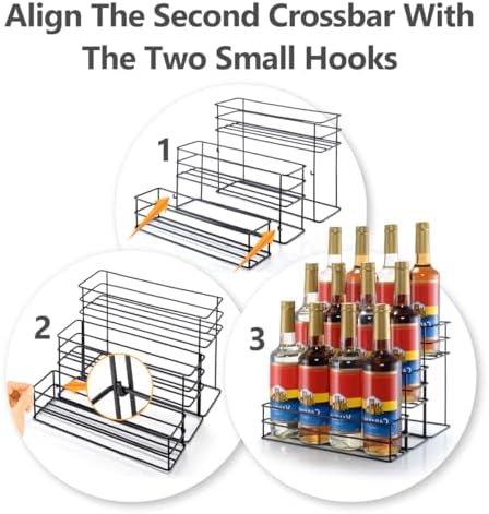 kimilus 12 Bottle Capacity Coffee Syrup Organizer 3 Tier Coffee Syrup Stand Shelf for Coffee Bar Kitchen Small Wine Rack