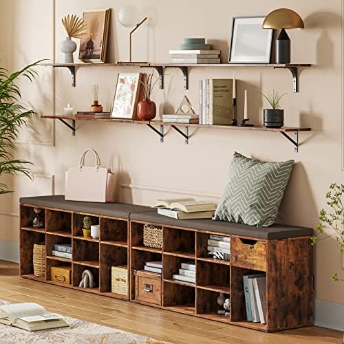 DINZI LVJ Long Wall Shelves, 39.4Inch Wooden Wall Mounted Shelves, Set of 2