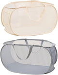2 Pcs Mesh Popup Laundry Hamper, Opening Laundry Basket,Popup Laundry Basket with Durable Handles,Foldable Pop-up Mesh Hamper Dirty Clothes Basket for Clothes & Laundry-Home Organization