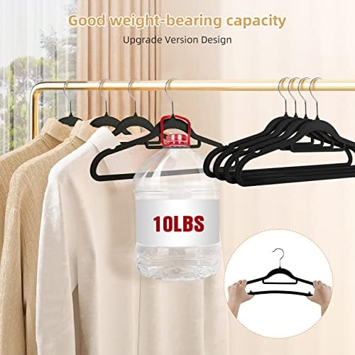 Velvet Non-Slip Hangers, Heavy-Duty Suit Hangers with 360° Swivel Hook for Space-Saving Storage - 20 Pack, Black