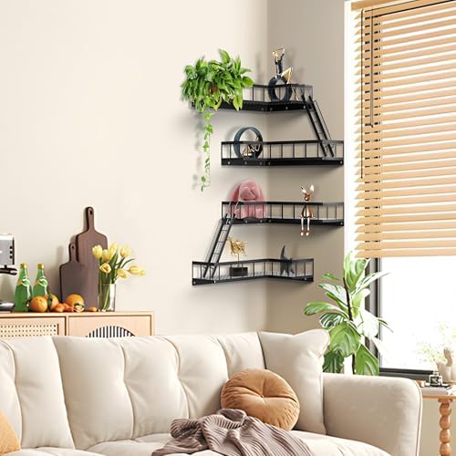 Fire Escape Wall Shelf, Modern City Style Corner Wall Shelves, Trinket Figurine Display Knick Knack Shelf Easy to Instal
