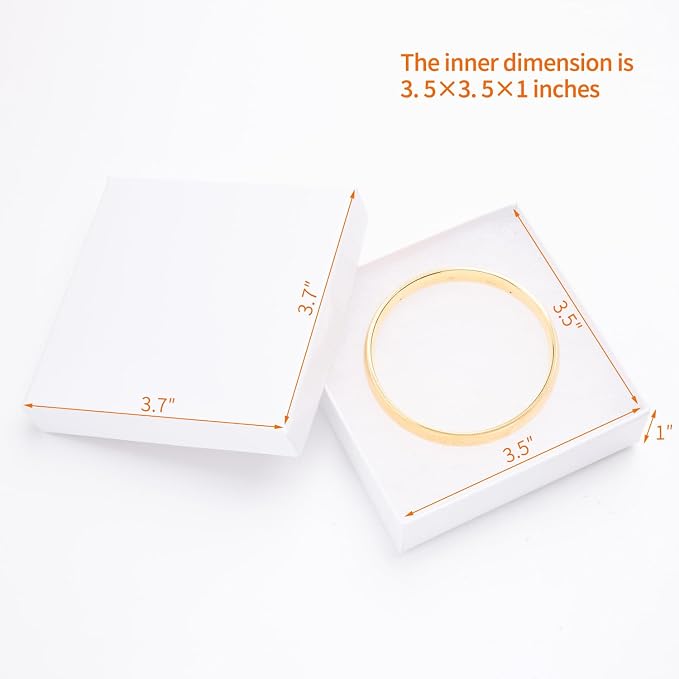Magicool Hanger 96 Pack 3.5x3.5x1 Inch Cardboard Jewelry Boxes,Used for Necklaces,Bracelets,Earrings,Jewelry,Small Gift Packaging,Jewelry Gift Boxes with Lids and Filled with Cotton(White)
