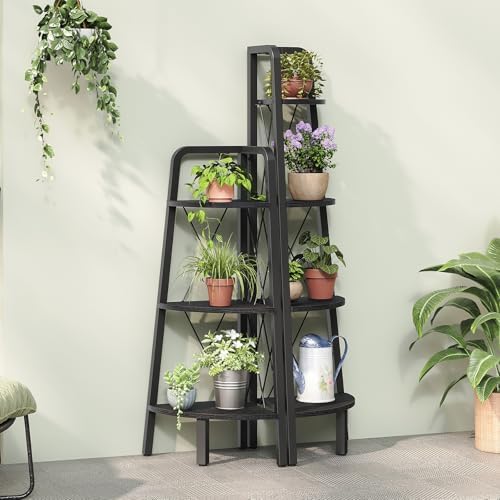 HOOBRO Corner Shelf, 3-Tier Corner Shelf Stand, 40" Tall Ladder Bookshelf, Industrial Corner Display Shelf Plant Stand f