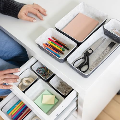 Three by Three Seattle Felt·Like·It! Felt Bins for Office, Crafts, Classroom, Living Room, Bedroom (Cream/Charcoal, 10)