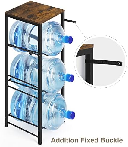 5 Gallon Water Jug Holder 3-Tiers Water Dispenser Stand Rack, Water Bottle Organizer with Storage Shelves for Kitchen Li