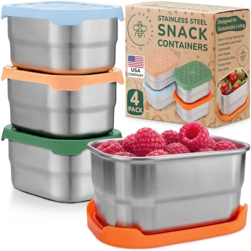 Small Metal Snack Containers - Stainless Steel - 8 oz, 4 PK, Fall Fest