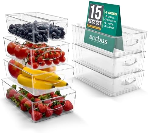 Sorbus Fridge Organizers and Storage, Clear Bins (15 Pack)