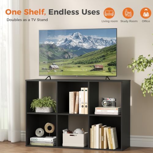 DUMOS 6-Cube Storage Organizer, Open Bookshelf 3 Removable Panels