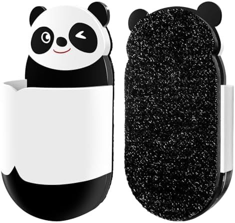 Cute Panda Magnetic Pen Holder, Strong Magnet for Glass Whiteboard, Refrigerator & Locker - 2 Pack Marker Organizer, Dry Erase Marker Holder for School, Home & Office (Black/White)