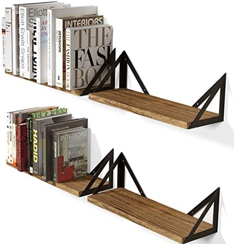 Wallniture Minori Floating Shelves Set of 4, Small Bookshelf Unit for Bedroom, Office, Bathroom, and Living Room, Natura
