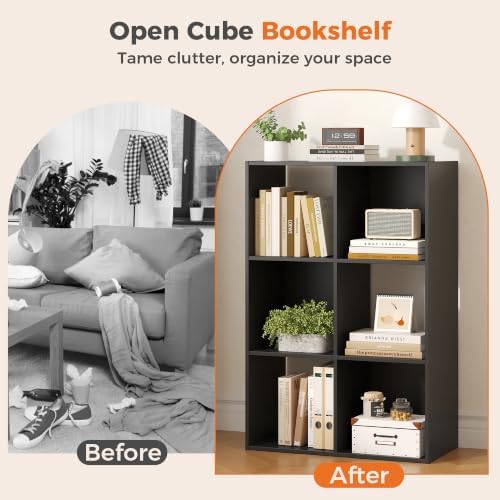 DUMOS 6-Cube Storage Organizer, Open Bookshelf 3 Removable Panels