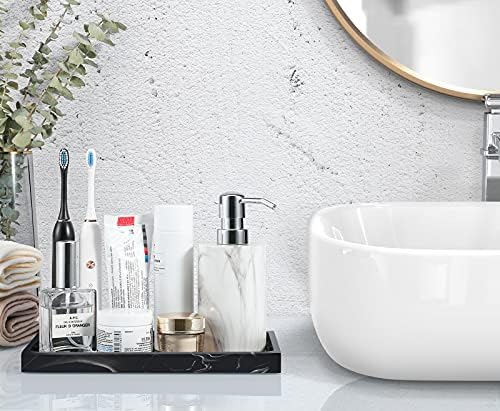 Luxspire Resin Bathroom Vanity Tray for Countertop Organizer, M, Ink Black