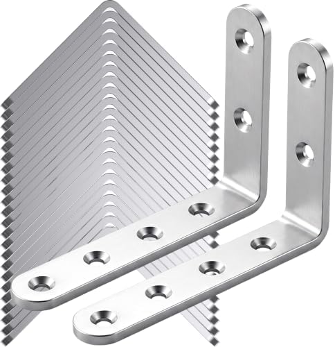 25Pcs Stainless Steel Angle Brackets 3”x 5” Heavy Duty Corner Brackets