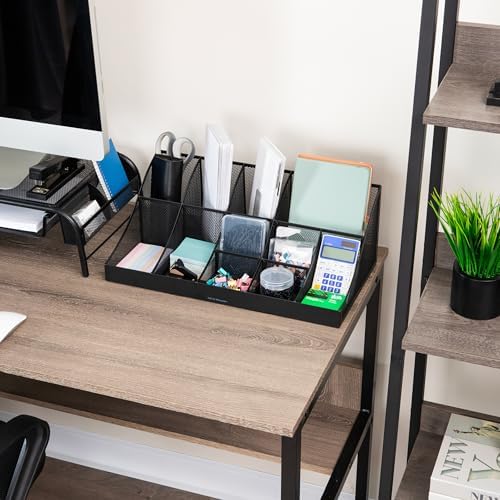 Mind Reader Countertop Organizer, 2 Tier Mesh Storage Caddy with 11 Compartments for Office Supplies, Breakroom Essentia