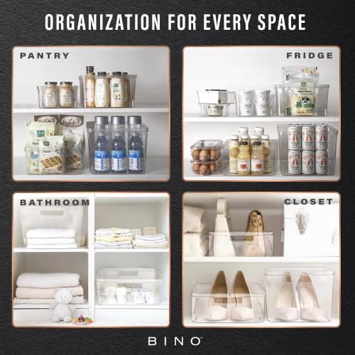 BINO | Plastic Storage Bins, Medium - 2 Pack | THE LUCID COLLECTION | Multi-Use Built-In Handles | BPA-Free | Clear Stor