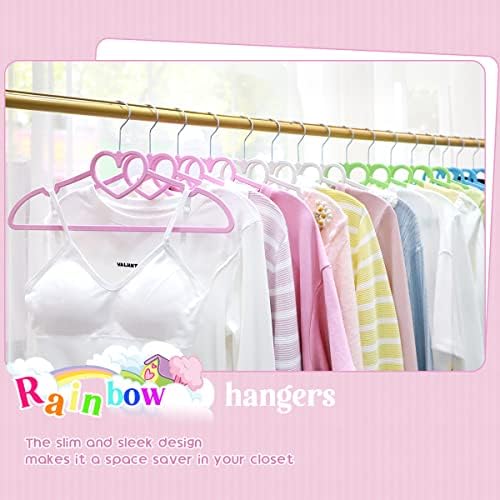 Plastic Hangers 20 Pack-Rainbow Clothes Hangers Ultra Thin Space Saving， Heart Hangers with 360 Degree Swivel Hook - Strong and Durable Adult Coat Hangers for Dress, Shirts, Coats