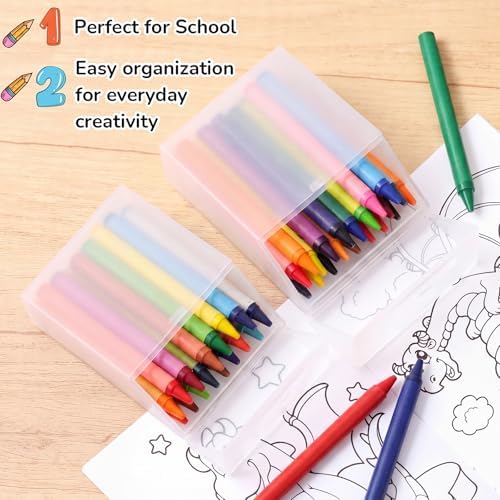 Clabby 24 Pcs Clear Plastic Crayon Boxes Hold 24 Count, Clear