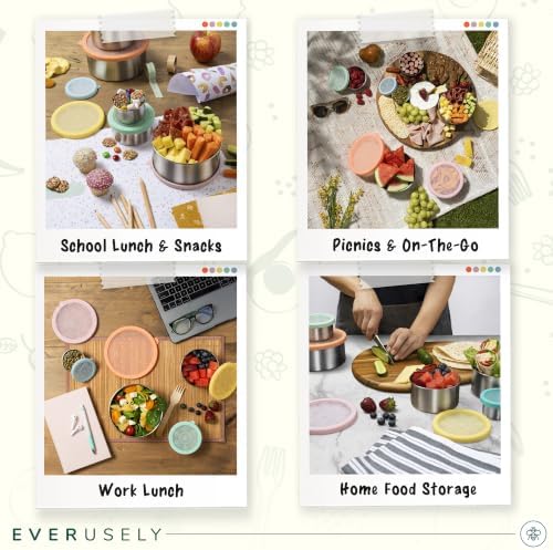 Stainless Steel Food Containers, Metal Lunch Boxes, Set of 5, Sorbet