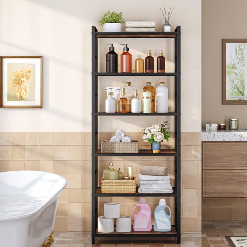 HOOBRO 6-Tier Bookshelf, Standing Tall Bookcase, Vertical Storage Shelf