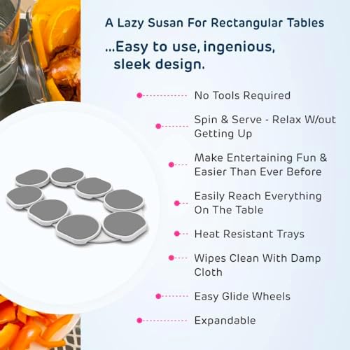 Light Gray- The Lazy Susan Revolution - The First Patented Lazy Susan Turntable Expandable for Rectangular & Oblong Tabl