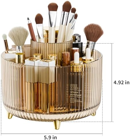 fanado 360° Rotate Makeup Brush Holder Organizer, Makeup Organizers Countertop, Makeup organization and Skincare Storage